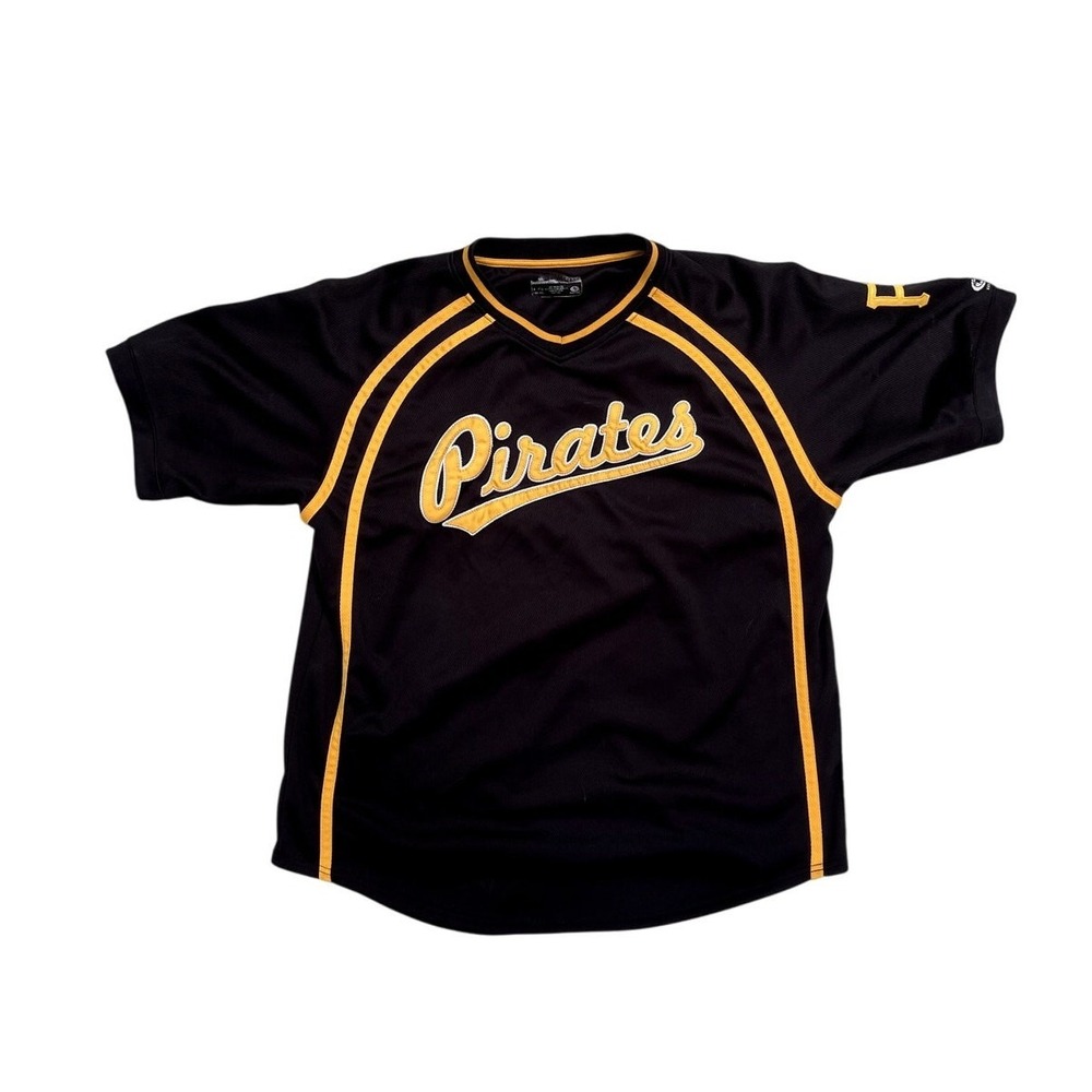 True Fan Pittsburgh Pirates MLB Baseball Jersey Mens XL Black Stitched Logo